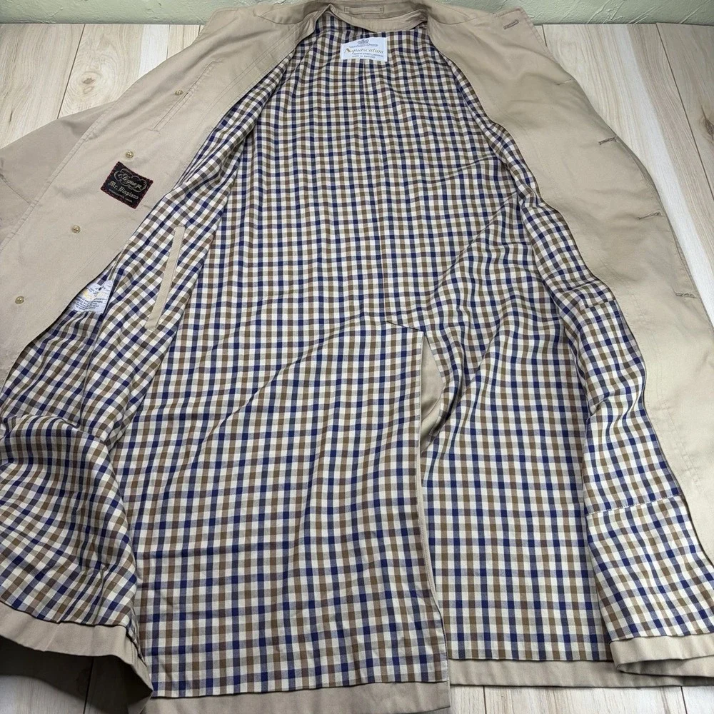 VTG Aquascutum Men's Aqua 5 Water Resistant Trench Coat Khaki/Tan • 42R US